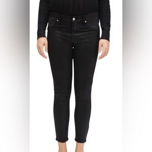 7 For All Mankind Maternity Coated Black Ankle Skinny Jeans Size 27